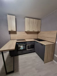 Кухня 041, с полуостровом, серая